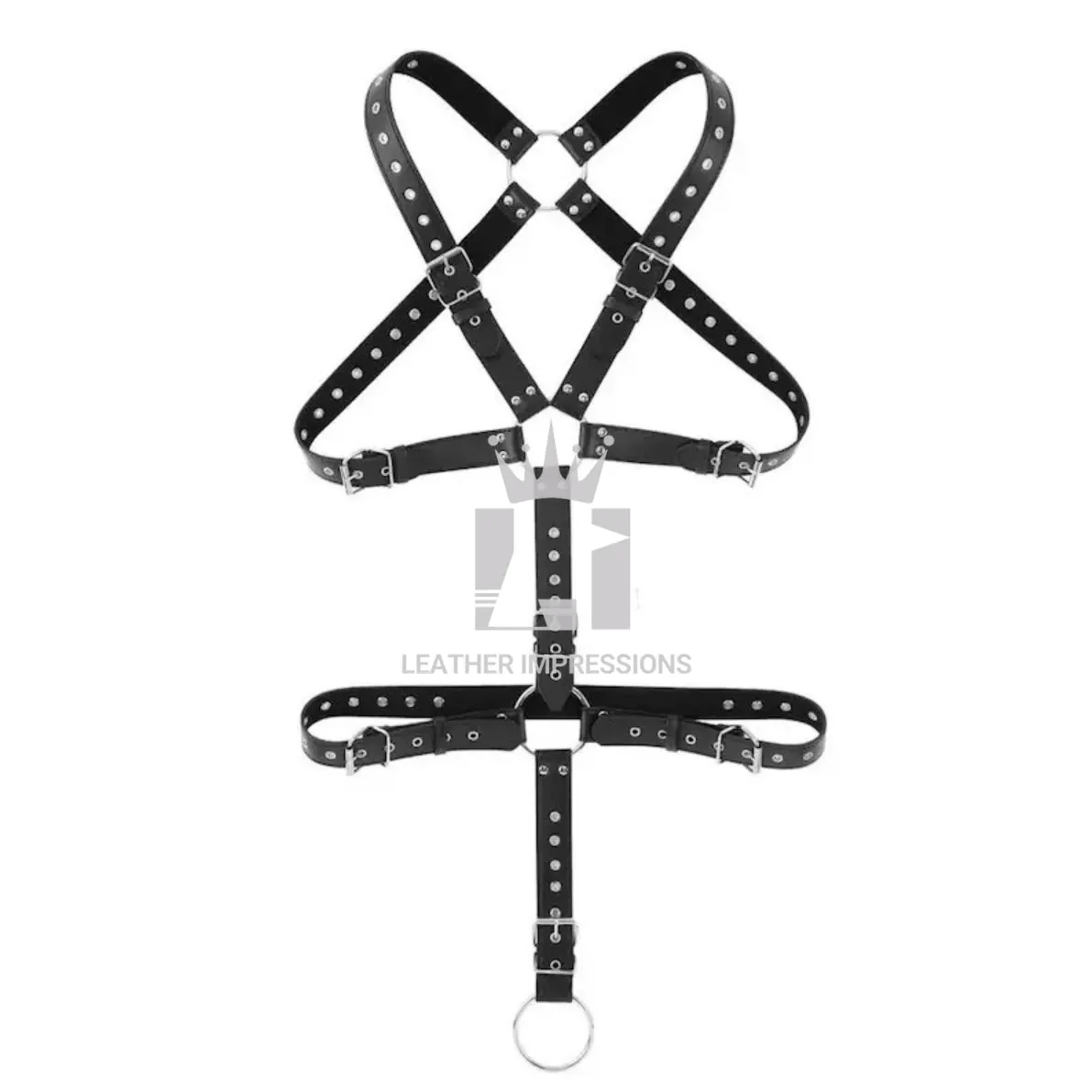 Mens Leather Chest Harness with Cockring Combo