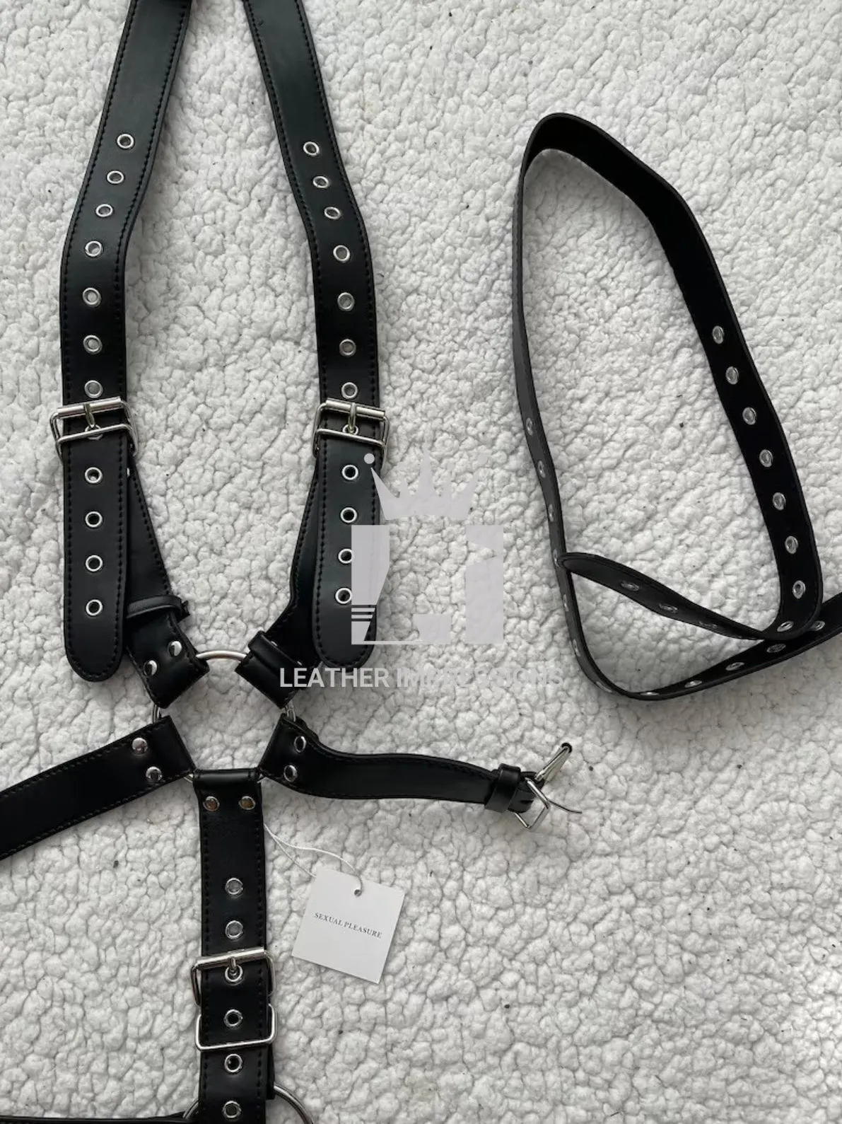 Mens Leather Chest Harness with Cockring Combo