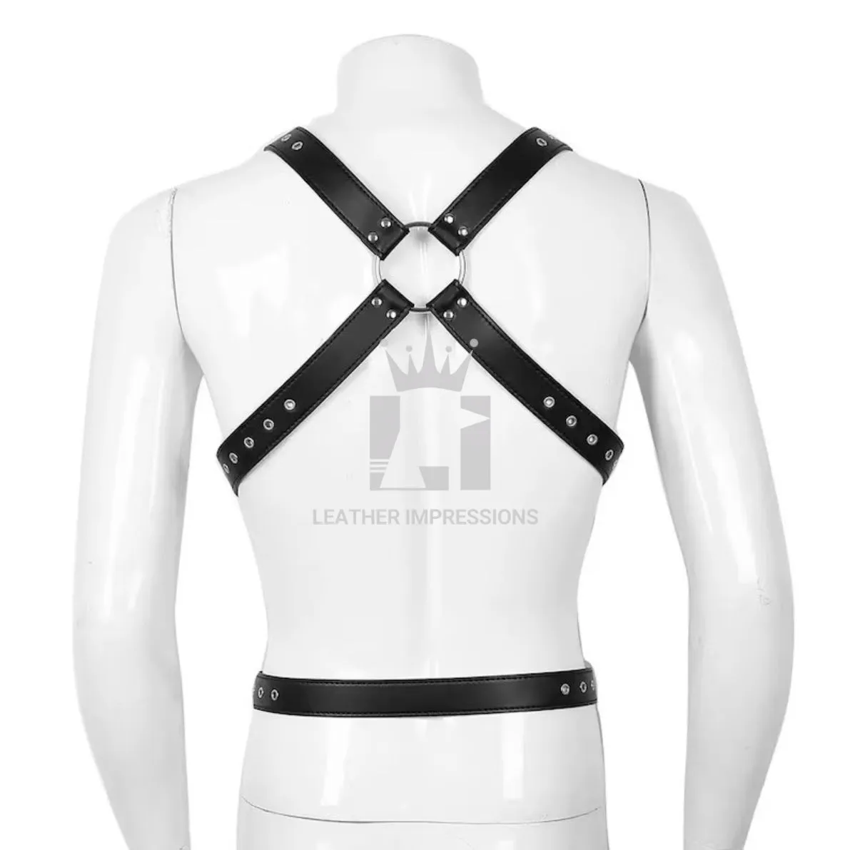 Mens Leather Chest Harness with Cockring Combo