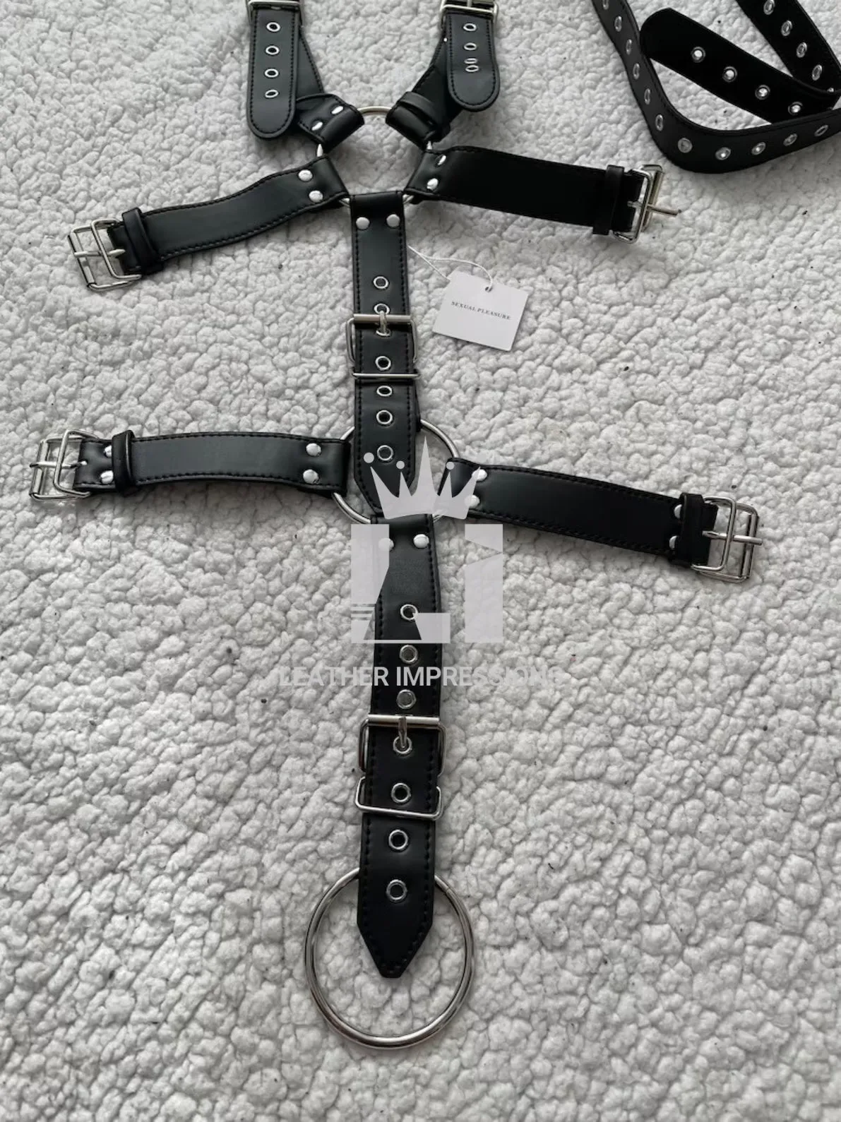 Mens Leather Chest Harness with Cockring Combo