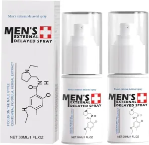 Men's Long Lasting Delay Stronger Spray, Men's External Delayed Spray, Dela-y Spra-y for Men, to Last Longer in Bed, Improve The Quality of Love and Make Her Love You More (2PC)