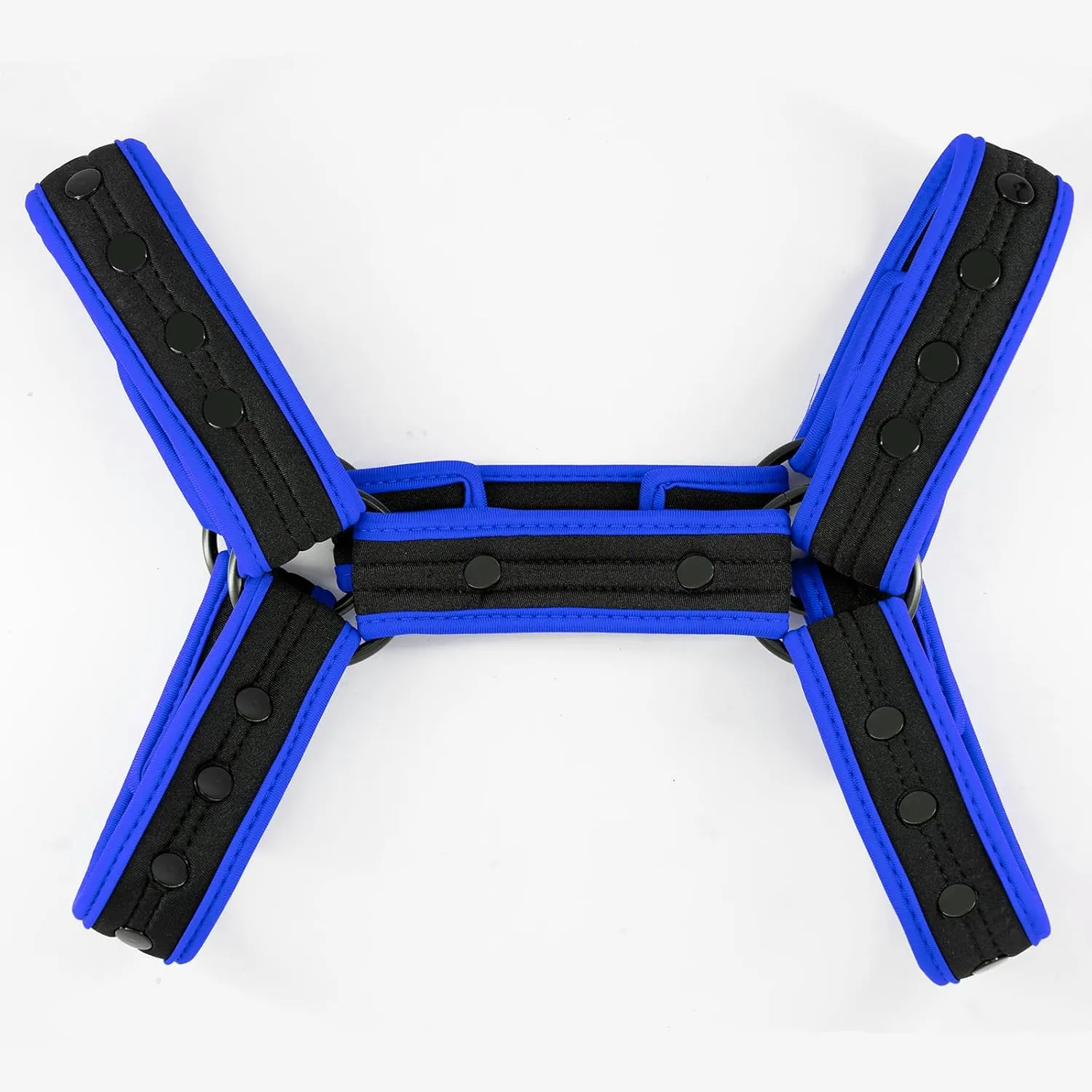Men's Neoprene Sport Harness - Nylon Exterior with Alloy Rivets, 1.6-Inch Adjustable Strap Black Blue