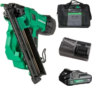 Metabo HPT Cordless Finish Nailer Kit, 18V MultiVolt™, 15 Gauge Angled, Brushless Motor, 700 Nails per Charge, Slim Nose Design, Increased Power, Includes Battery, Charger, & Carrying Bag, NT1865DAA