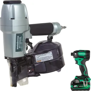 Metabo HPT Pneumatic Siding Nailer   18V Impact Driver Pro Bundle Kit, 2-1/2 Inch Coil Siding Nailer with BONUS 18V Triple Hammer Impact Driver Kit, KNV65AH2