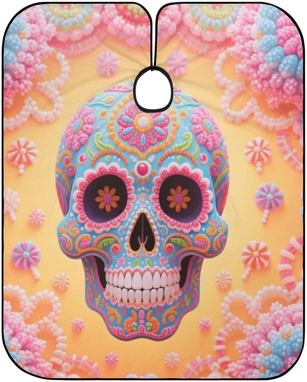Mexican Sugar Skull Flower Art Salon Haircut Capes Hair Dress Apron Cloak - Adjustable Hairdresser Apron for Hairstylists, Easy Clean