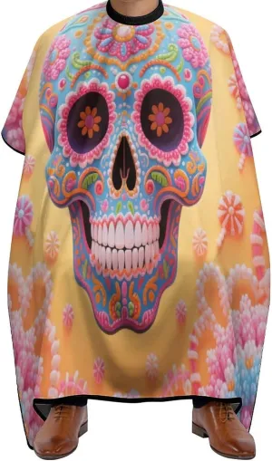 Mexican Sugar Skull Flower Art Salon Haircut Capes Hair Dress Apron Cloak - Adjustable Hairdresser Apron for Hairstylists, Easy Clean