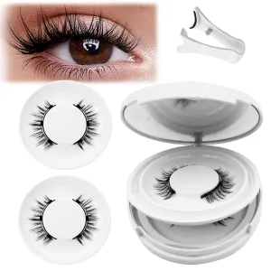 Meylora Magnetic Lashes,Meylora Magnetic Eyelashes with Applicator Reusable Eyelashes Magnet without Eyeliner Natural Look No Glue or Liner Needed(Natural Natural)
