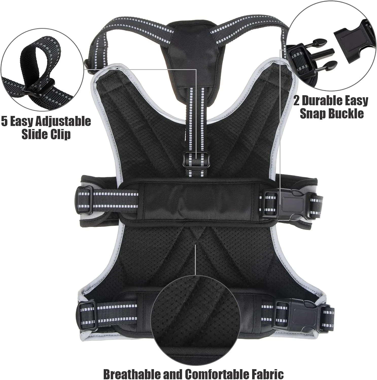 Mihachi Escape Proof Dog Harness - No Pull Reflective Dogs Harness Vest with Lift Handle, Adjustable Soft Padded No Slip Pet Harness Training Easy Control for Medium Large Dogs