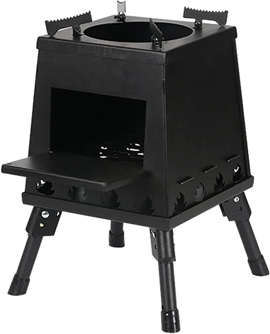 Mini Outdoor Firewood Stove Camping Cooking Picnic Travel Stainless Steel Square Wood Stove Charcoal Folding Grill Multifunctional Camping Stove