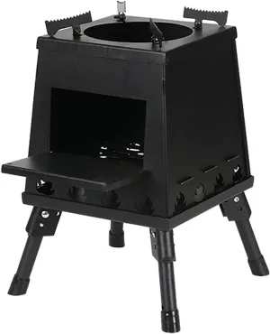 Mini Outdoor Firewood Stove Camping Cooking Picnic Travel Stainless Steel Square Wood Stove Charcoal Folding Grill Multifunctional Camping Stove
