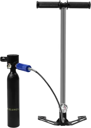 Mini Scuba Tank with Pump,0.5L/0.53Qt Oxygen Underwater Breathing Device for 5-10 Minutes, Manual High-Pressure Pump Air Scuba Diving Tank w/Waterproof Pressure Gauge & Regulator for Swimming, Diving