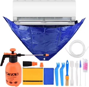Mini Split Cleaning Kit, 12pcs/Set Air Conditioner Duct Cleaning Kit for 37-45in Wall Mounted Air Conditioner, Waterproof Mini Split Clean Bag with Drain Outlet Pipe