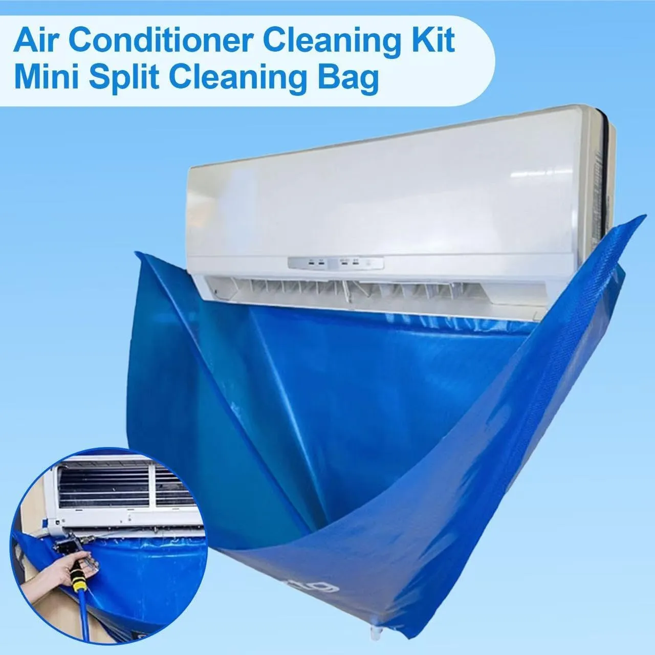 Mini Split Cleaning Kit,Air Conditioning System Cleaning Tools,Mini Split Cleaning Bag,for 37-45in Waterproof Wall Mounted Air Conditioner Cleaner, with Drain Outlet Pipe (Ten-Piece Set)