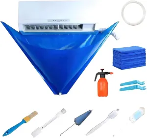 Mini Split Cleaning Kit,Air Conditioning System Cleaning Tools,Mini Split Cleaning Bag,for 37-45in Waterproof Wall Mounted Air Conditioner Cleaner, with Drain Outlet Pipe (Ten-Piece Set)