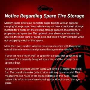 Modern Spare Complete Compact Spare Tire Kit - Fits 2020-2025 Honda CRV Hybrid