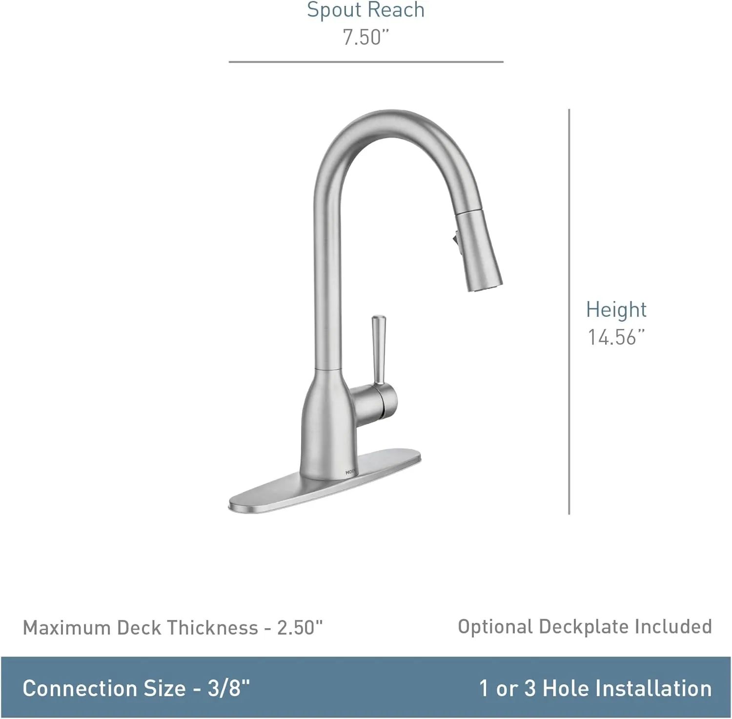 Moen 87233BRB Adler One-Handle High Arc Pulldown Kitchen Faucet with Power Clean, Mediterranean Bronze