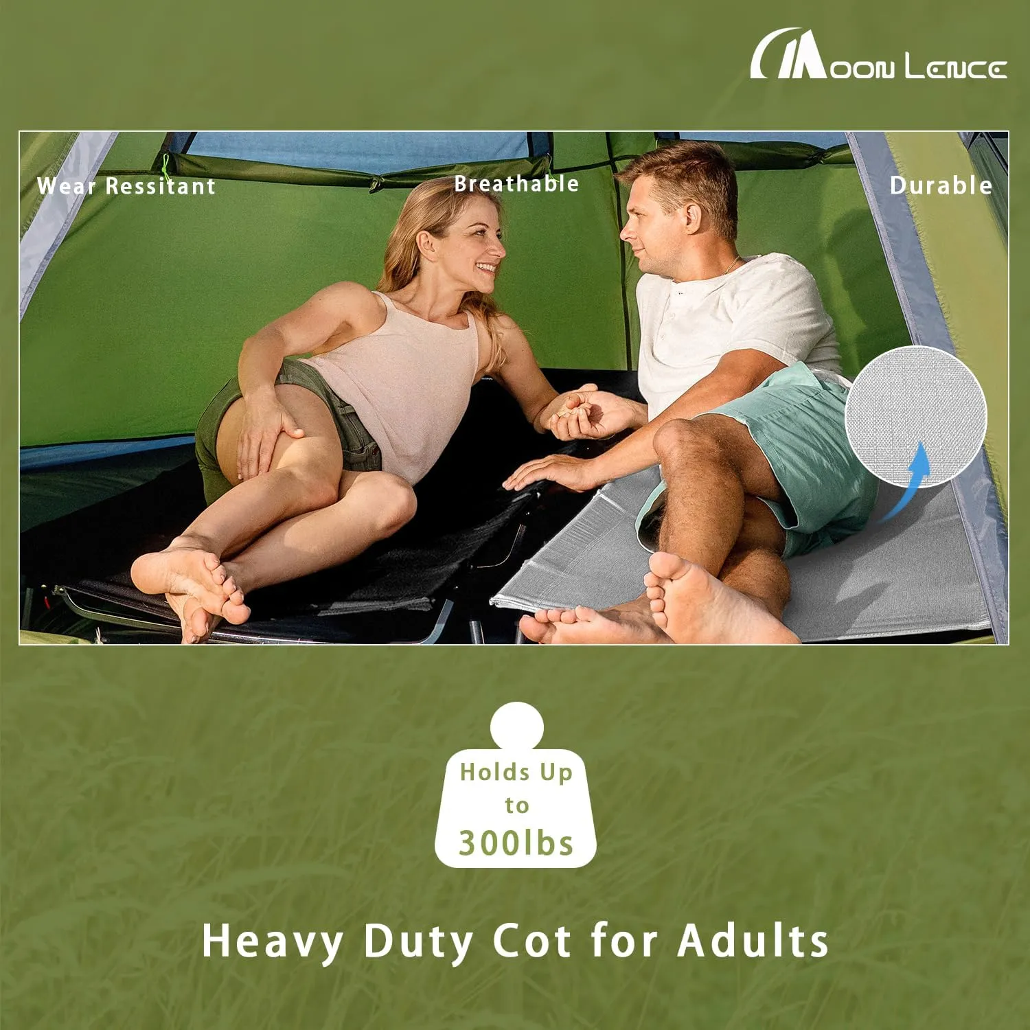 MOON LENCE Lightweight Folding Camping Cot, Portable Camping Bed with Carry Bag for Travel Hiking Backpacking Car Camping Beach