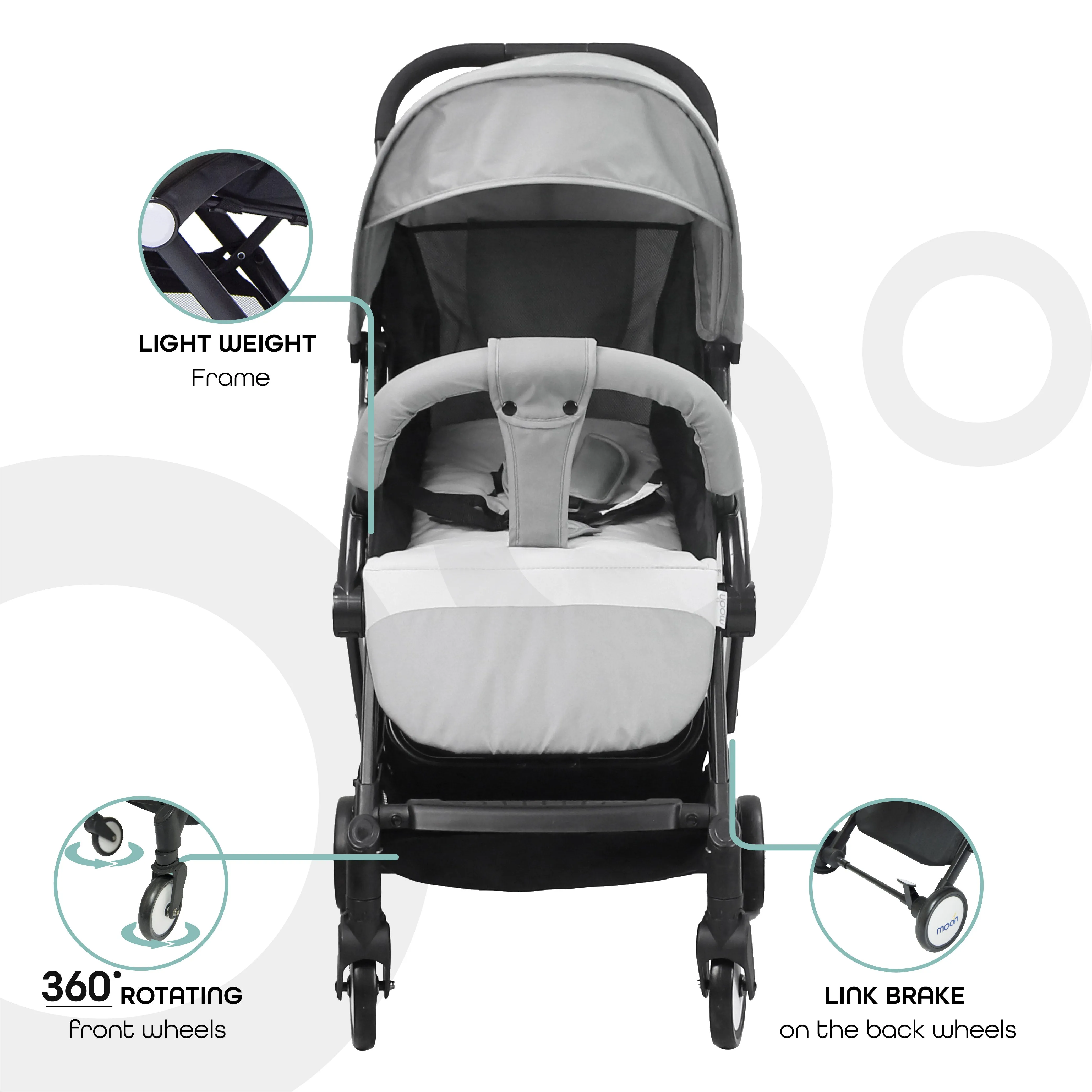Moon - Travel-Lite  - Cabin Stroller - Grey