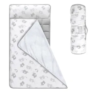 Moonsea Nap Mat for Toddlers Elephant with Pillow Blanket, Lightweight Perfect for Kids Preschool, Daycare, Travel Sleeping Bag Boys Girls, 21" x 50" Fit on a Standard Cot