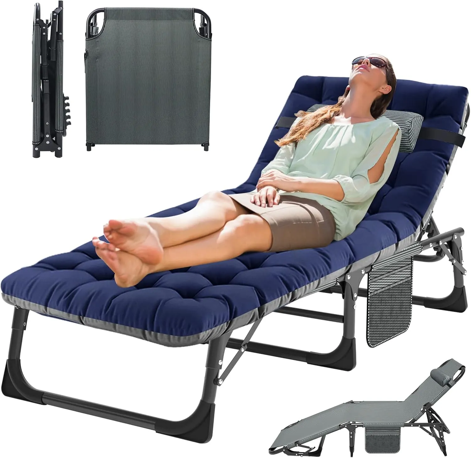 MOPHOTO Folding Camping Cot for Adults, Heavy Duty Sleeping Cot for Adults Portable Sleeping Bed Outdoor Cot Bed for Home Camp Office Use