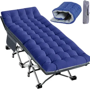MOPHOTO Oversized Folding Camping Cot for Adults, 78" x 32" XXL Heavy Duty Sleeping Cots for Adults Portable Sleeping Bed Outdoor Camp Cot with Mattress for Home Camp Office Nap