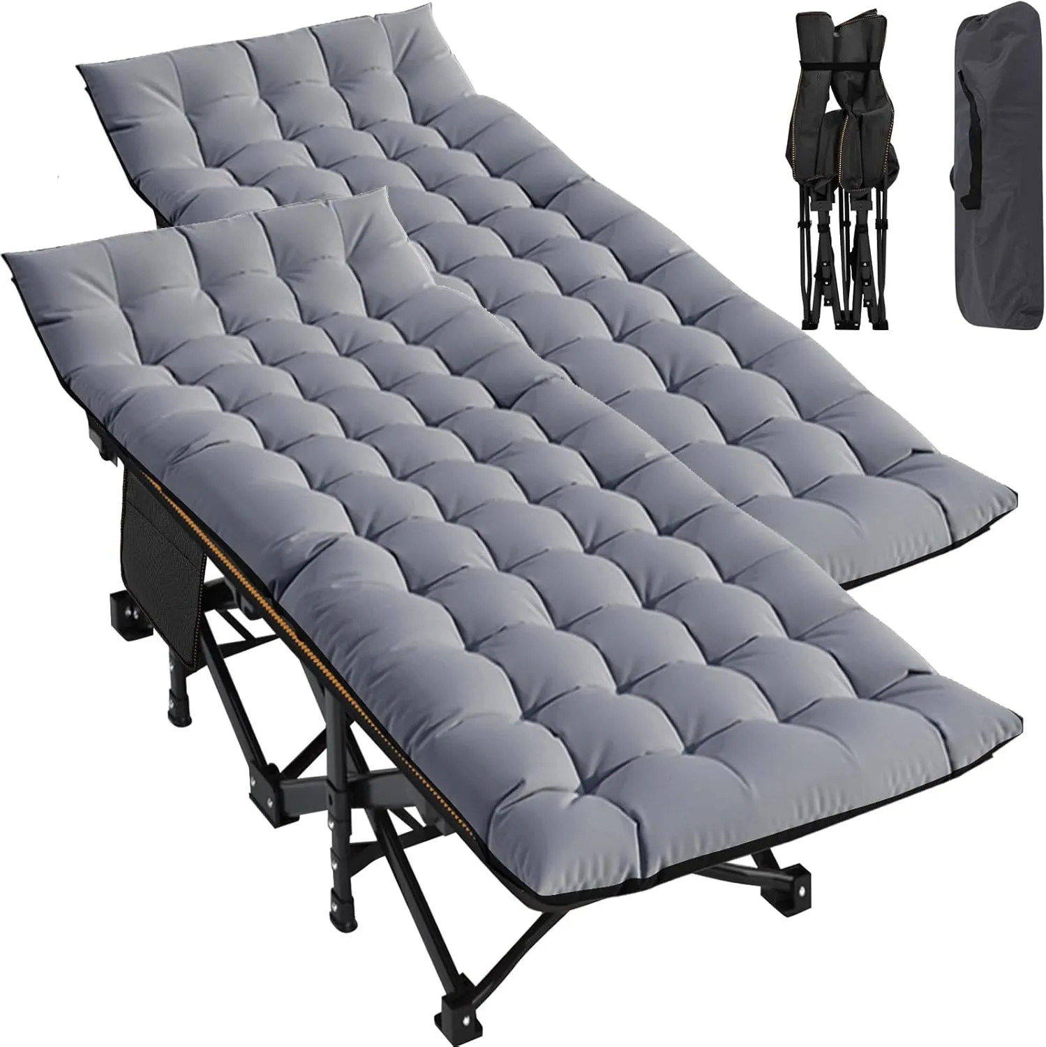 MOPHOTO Oversized Folding Camping Cot for Adults, 78" x 32" XXL Heavy Duty Sleeping Cots for Adults Portable Sleeping Bed Outdoor Camp Cot with Mattress for Home Camp Office Nap