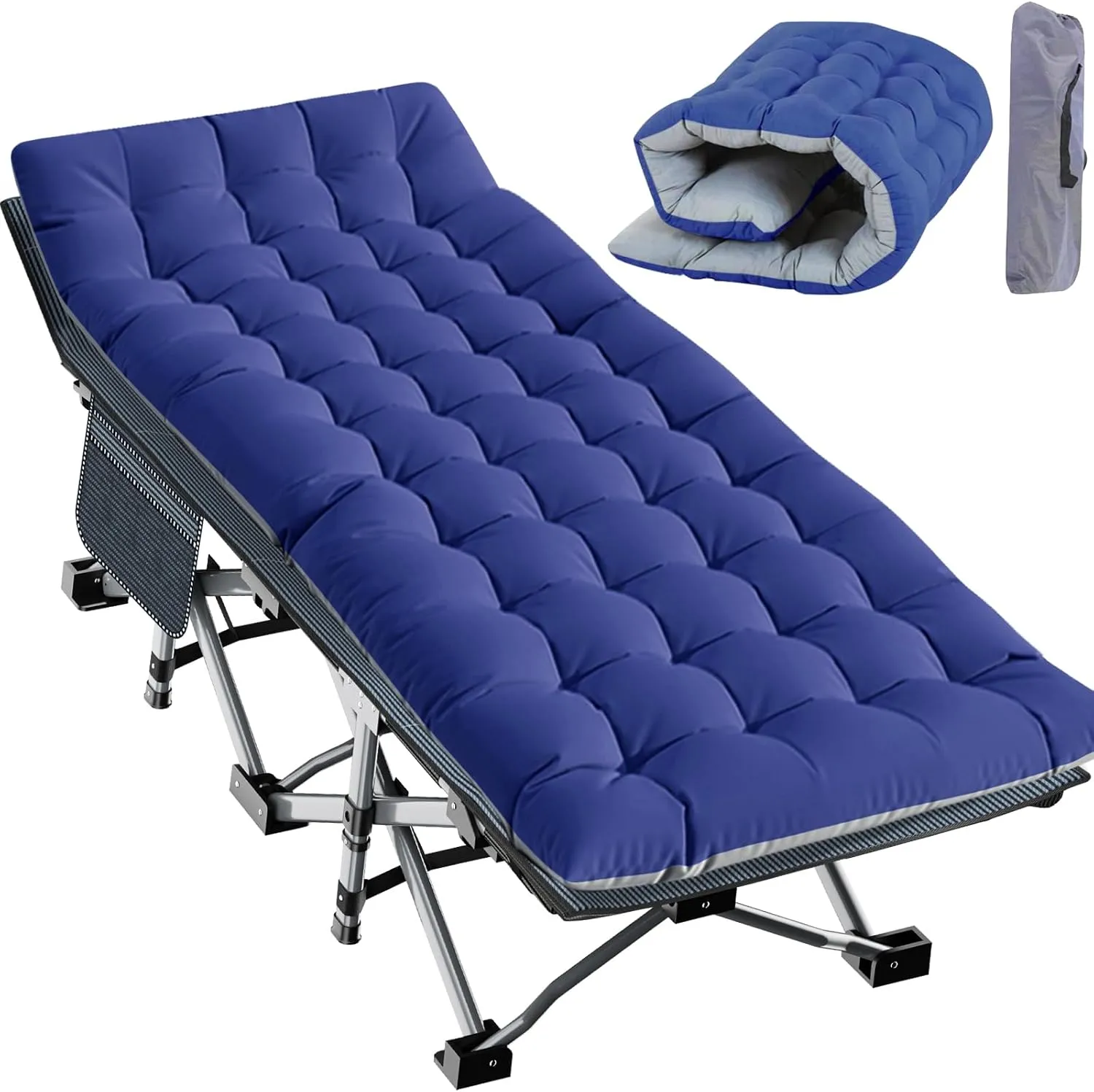 MOPHOTO Oversized Folding Camping Cot for Adults, 78" x 32" XXL Heavy Duty Sleeping Cots for Adults Portable Sleeping Bed Outdoor Camp Cot with Mattress for Home Camp Office Nap