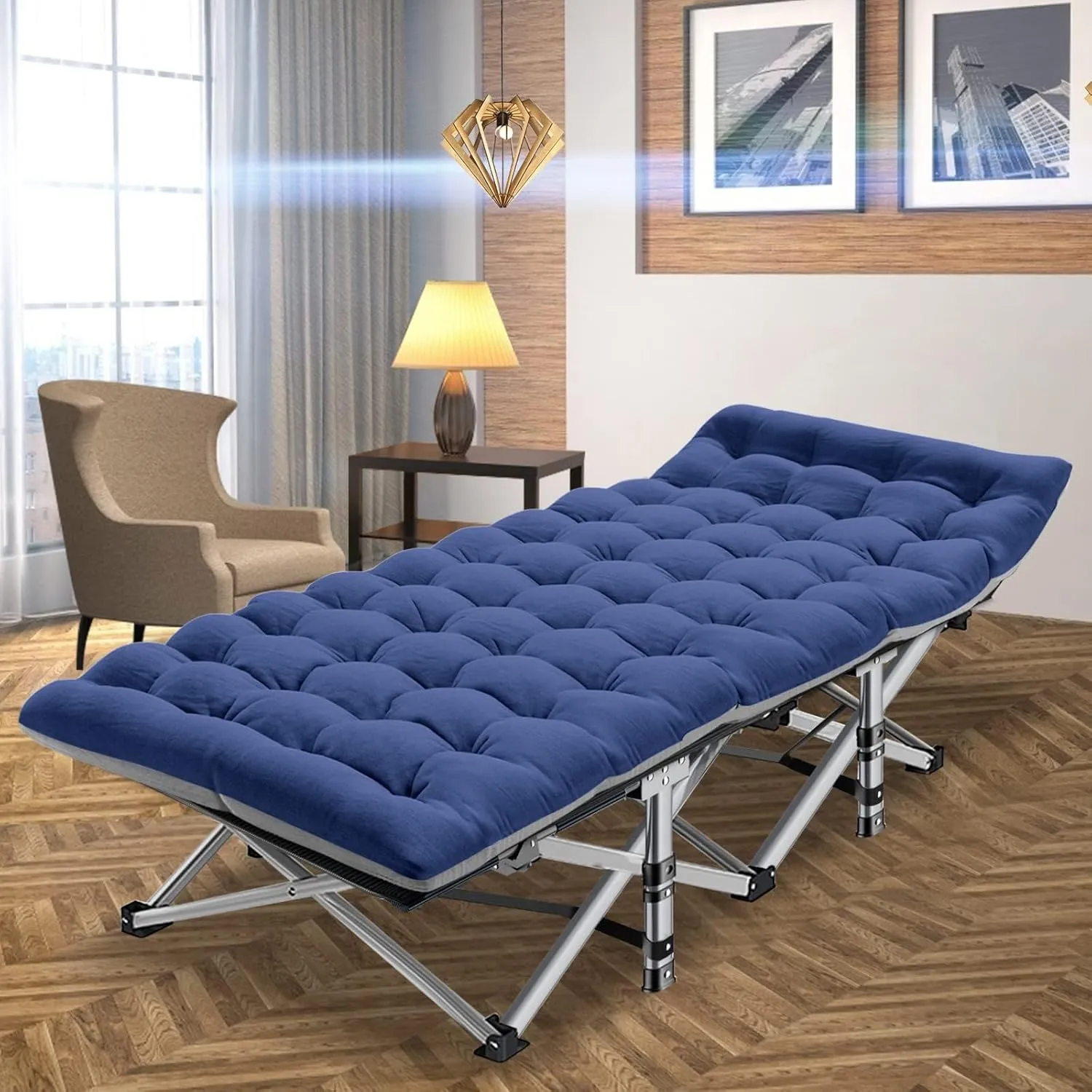 MOPHOTO Oversized Folding Camping Cot for Adults, 78" x 32" XXL Heavy Duty Sleeping Cots for Adults Portable Sleeping Bed Outdoor Camp Cot with Mattress for Home Camp Office Nap