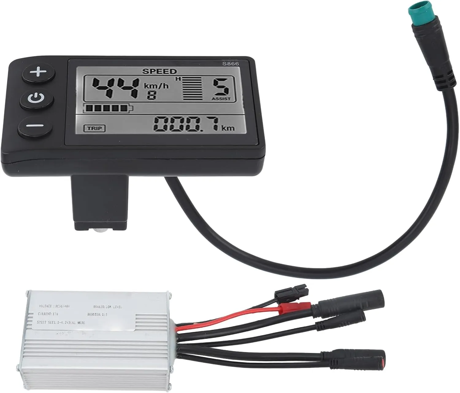 Motor Controller, Bike Controller with S866 Panel 36V 48V 17A 250W 350W Motor Controller Metal Shell Waterproof Bike Conversion Kit for DIY Electric Bikes