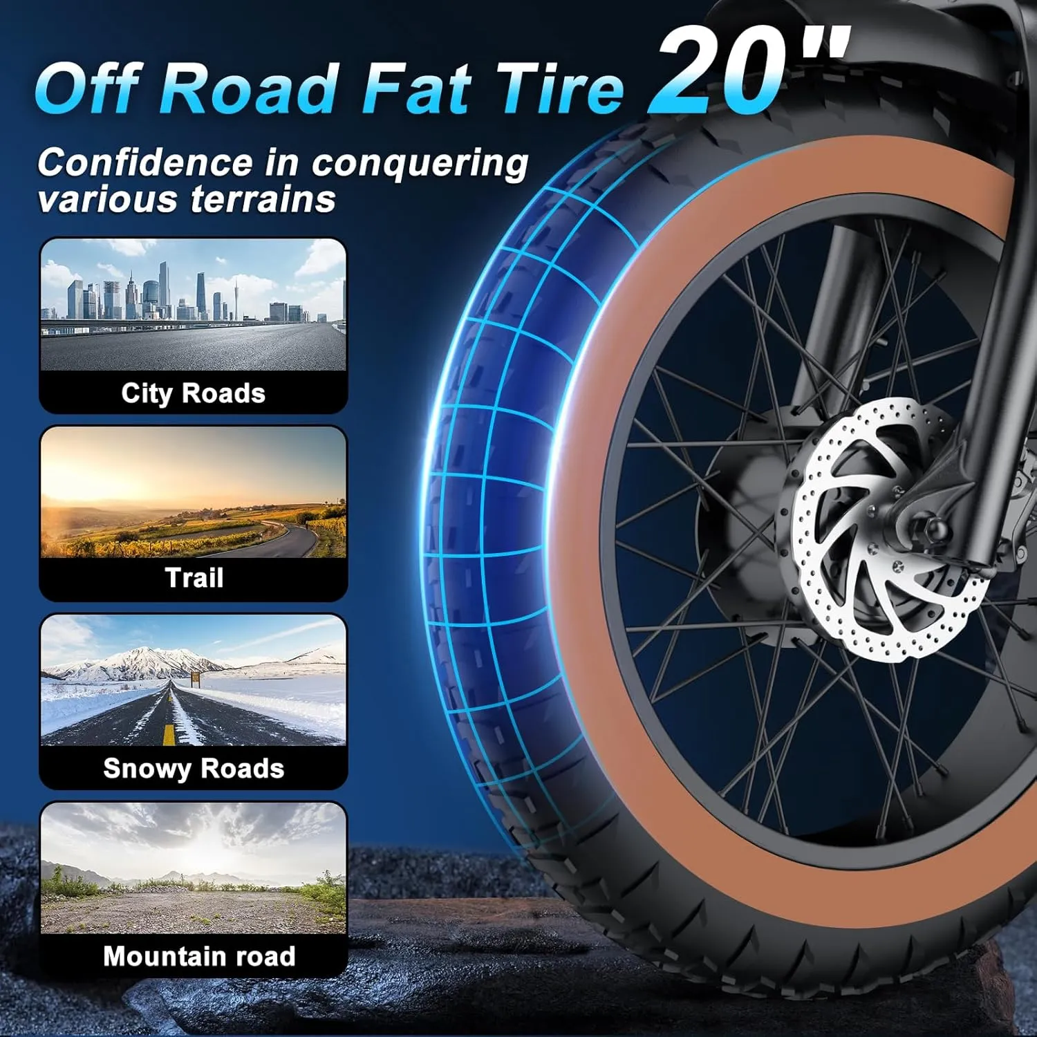 MOVCAN V30 Series Electric Bike for Adults 3000W/1500W/1000W Motor 20" Fat Tire Ebike,37.5MPH/32MPH/28MPH 120/70 Miles,48V 40Ah/31.2/15.6 AH Battery Hydraulic Disc Brake Electric Motorcycle Bike