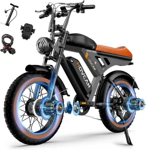 MOVCAN V30 Series Electric Bike for Adults 3000W/1500W/1000W Motor 20" Fat Tire Ebike,37.5MPH/32MPH/28MPH 120/70 Miles,48V 40Ah/31.2/15.6 AH Battery Hydraulic Disc Brake Electric Motorcycle Bike