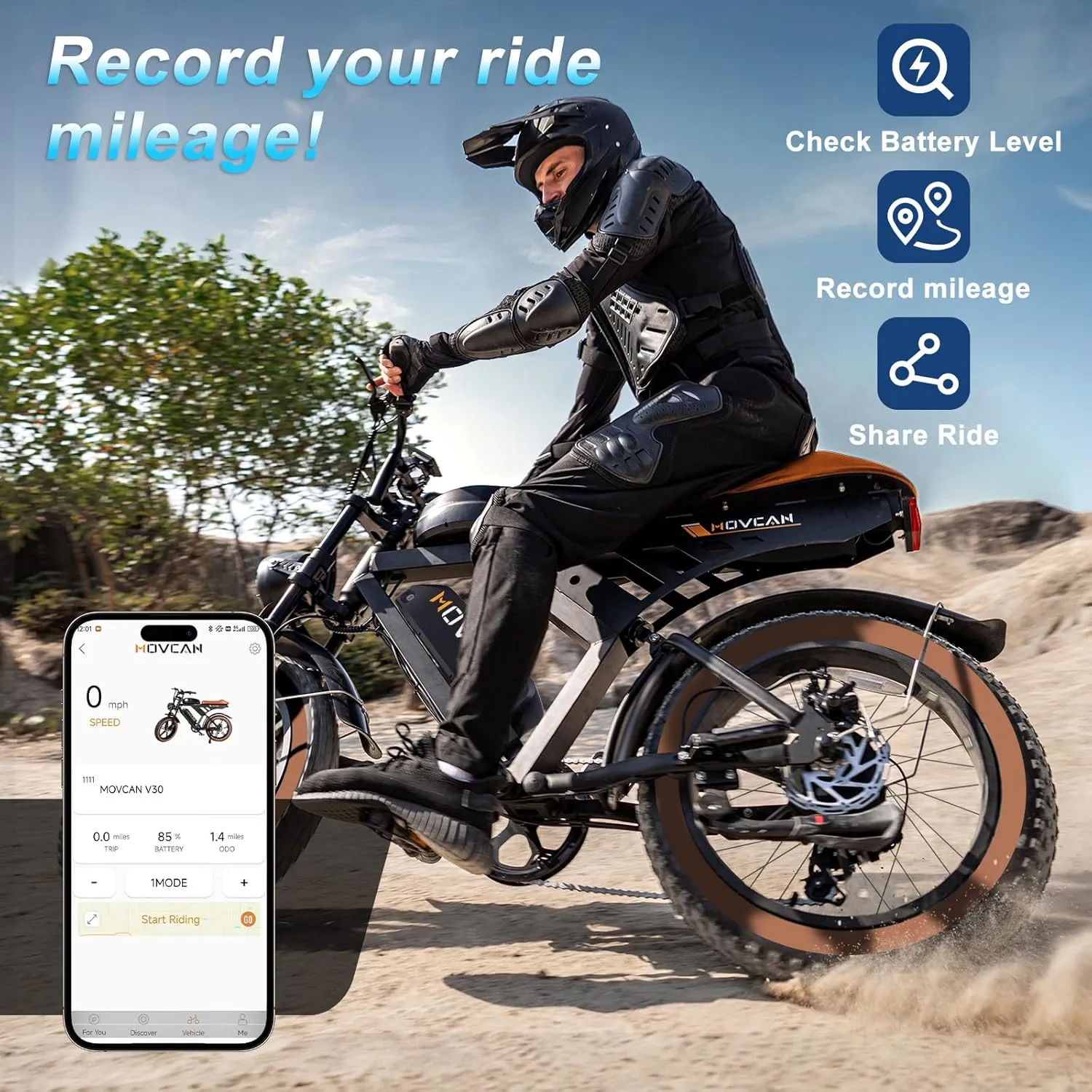 MOVCAN V30 Series Electric Bike for Adults 3000W/1500W/1000W Motor 20" Fat Tire Ebike,37.5MPH/32MPH/28MPH 120/70 Miles,48V 40Ah/31.2/15.6 AH Battery Hydraulic Disc Brake Electric Motorcycle Bike