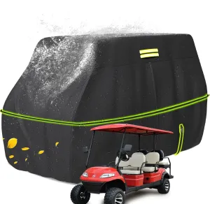 moveland 4/6 Passenger Golf Cart Cover, 100% 600D Waterproof, Universal Fits Most 4/6 Passenger EZGO, Club Car, Yamaha Golf Carts