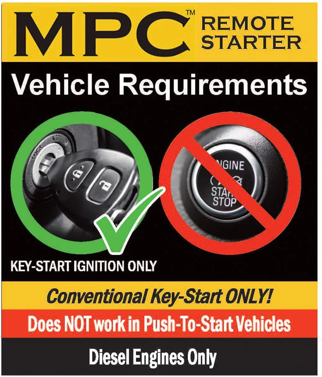MPC Remote Start Kit Compatible with 2017-2019 Ford F-250 Super Duty || Diesel || Key to Start || 100% Plug N Play || Press OEM Fob 3X Lock to Start || USA Tech Support