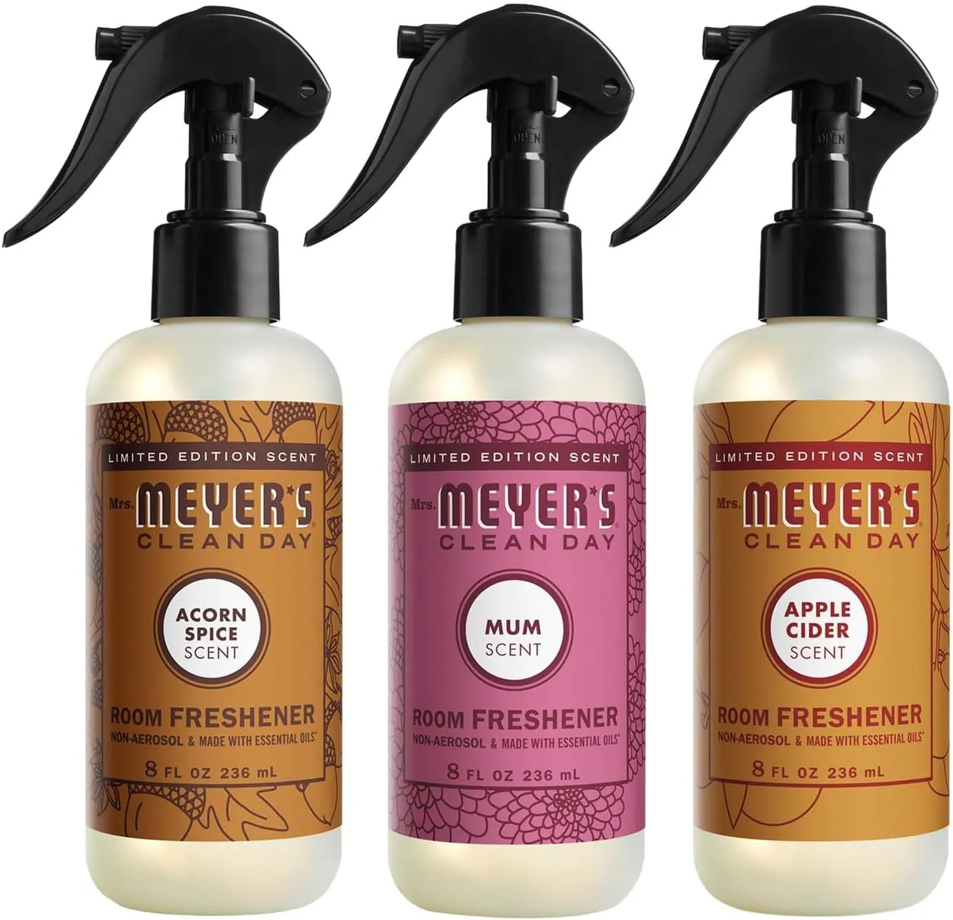 MRS. MEYER'S CLEAN DAY Room Freshener Variety Pack (Apple Cider   Acorn Spice   Mum)