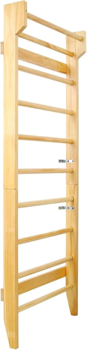 Multi-use Swedish Ladder - Gymnastics Wood Stall Bar with Wall-Mounted Pull Up Bar for Home Gym, Physical Therapy, and Versatile Workouts (76.7" x 31.5"), Natural