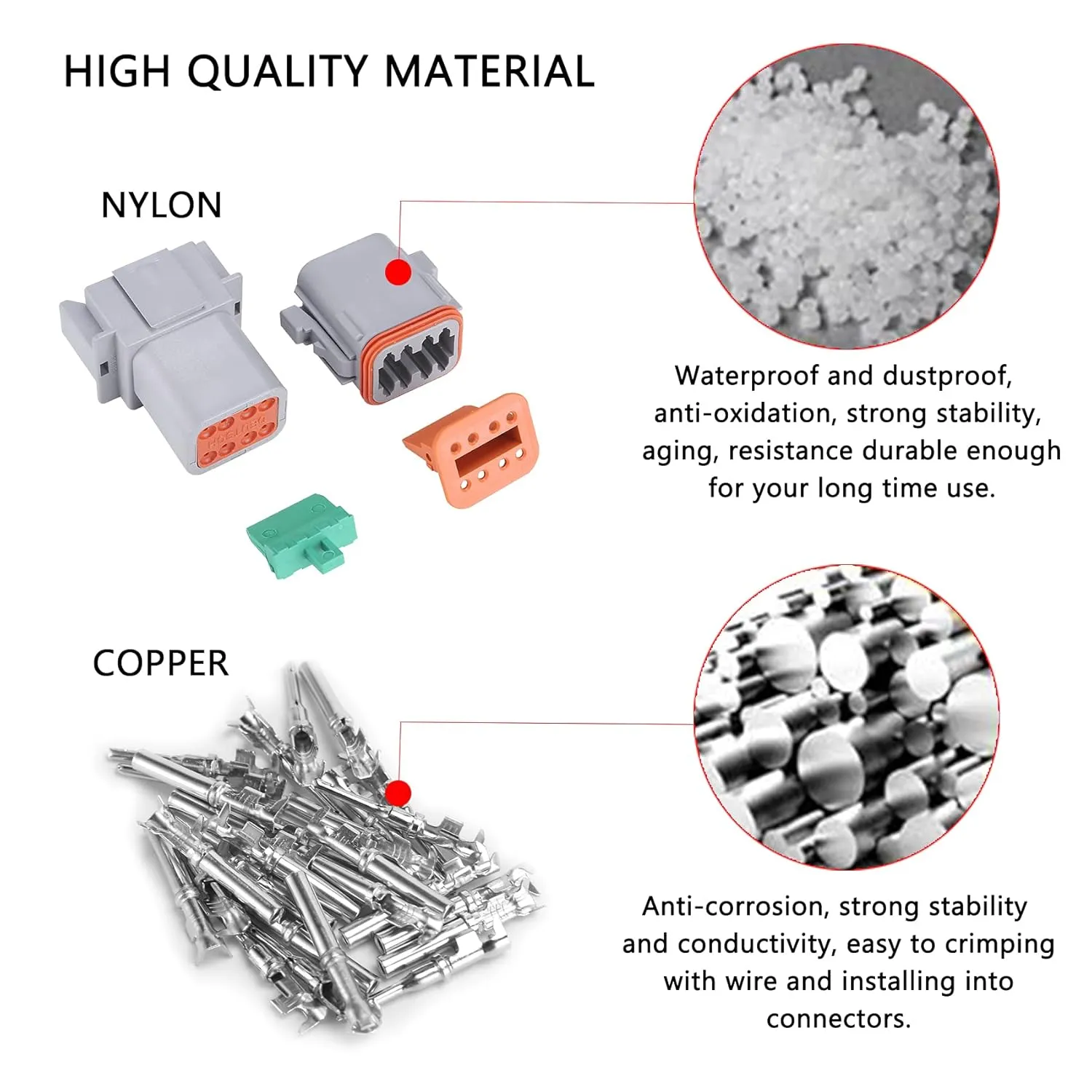 MUYI 5 Kit 8 Pin Way DT Series Connector Gray Receptacle IP67 Waterproof Heavy Duty 14-18 AWG 13 Amps Continuous DT04-8P DT06-8S w/Wedge Lock W8P W8S (5 Kits, 8 Pin)