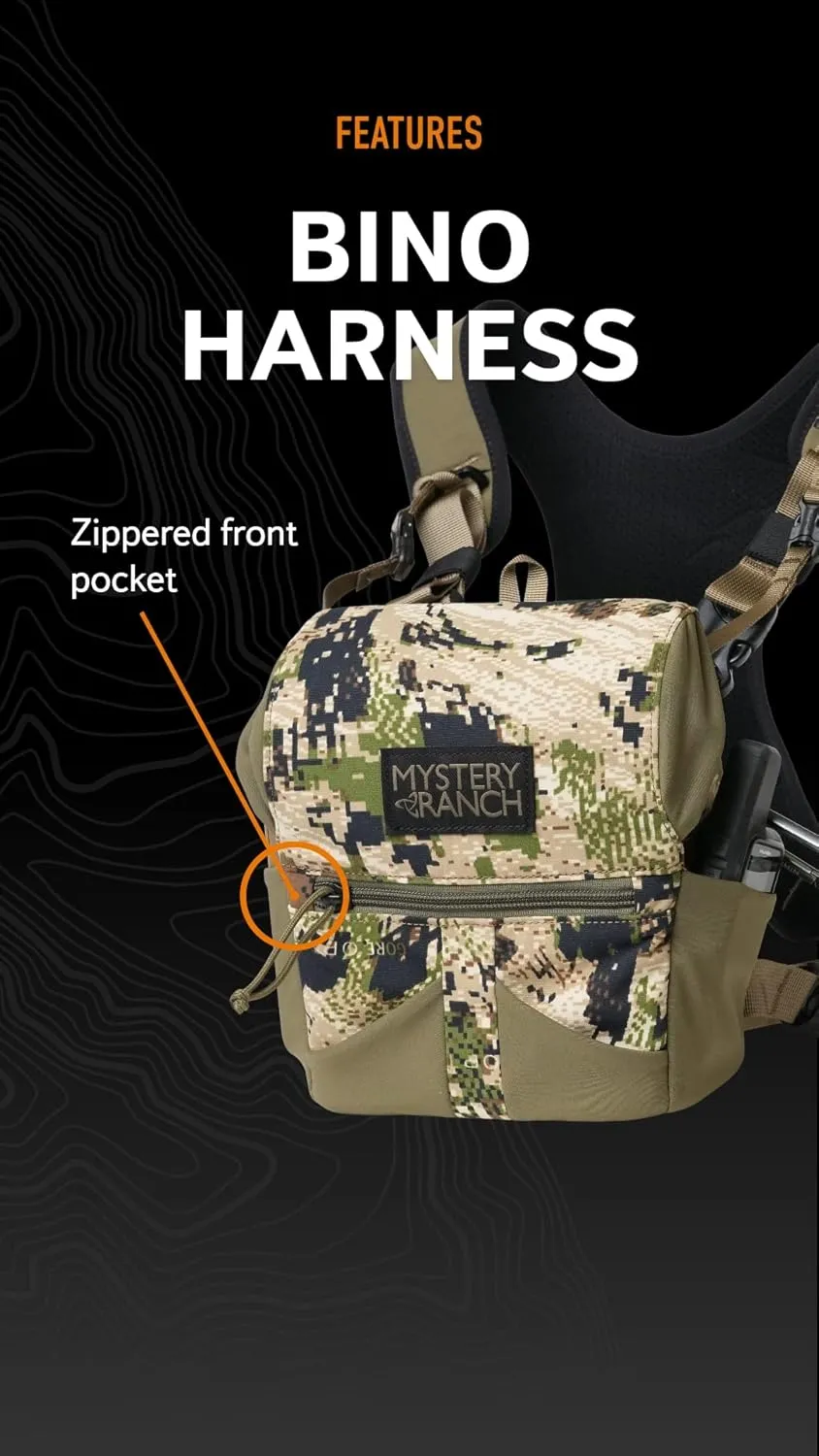 Mystery Ranch Bino Harness 12x, Chest Rig, Binocular Case, Tactical Pouch, for Rough Country, Hunting, Outdoors