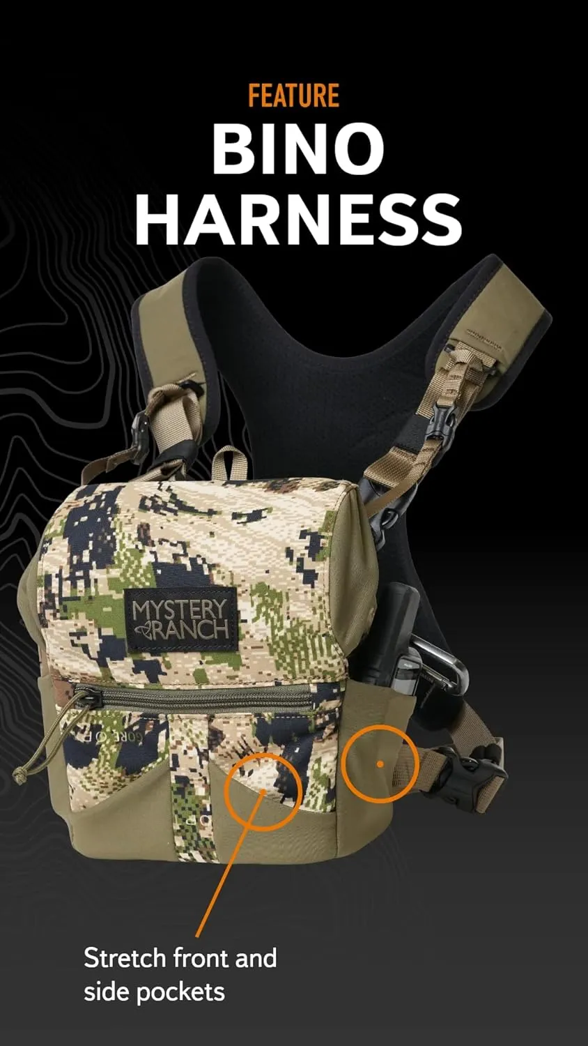 Mystery Ranch Bino Harness 12x, Chest Rig, Binocular Case, Tactical Pouch, for Rough Country, Hunting, Outdoors
