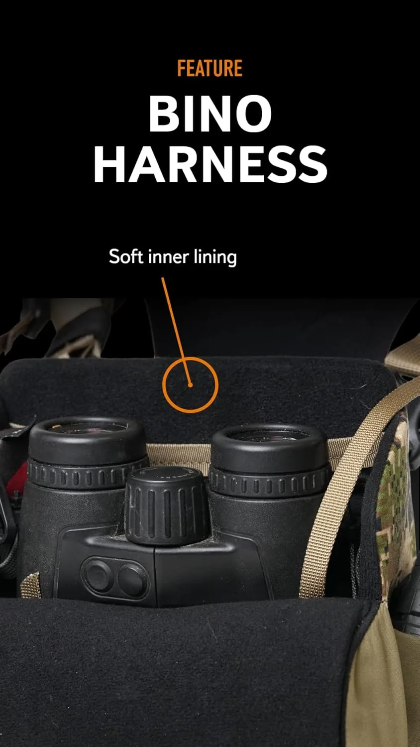 Mystery Ranch Bino Harness 12x, Chest Rig, Binocular Case, Tactical Pouch, for Rough Country, Hunting, Outdoors