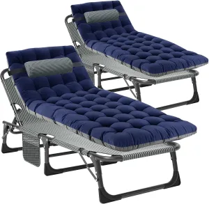 NAIZEA Folding Camping Cot, Adjustable Lounge Chair Reclining Cot, Portable Outdoor Chaise Lounge for Sun Tanning, Perfect for Pool Beach Patio Sunbathing