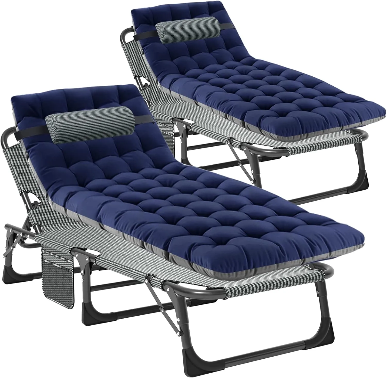 NAIZEA Folding Camping Cot, Adjustable Lounge Chair Reclining Cot, Portable Outdoor Chaise Lounge for Sun Tanning, Perfect for Pool Beach Patio Sunbathing
