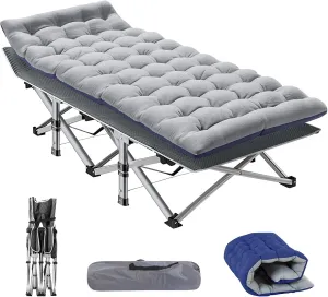 NAIZEA Folding Camping Cots for Adults, Folding Cot with Mattress, Camping Foldable Bed, Portable Military Cot, Double Layer Oxford Strong Heavy Duty Sleeping Cots for Camp Office Travel