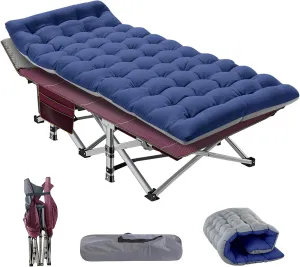NAIZEA Folding Camping Cots for Adults, Folding Cot with Mattress, Camping Foldable Bed, Portable Military Cot, Double Layer Oxford Strong Heavy Duty Sleeping Cots w/Carry Bag for Camp Office Trave