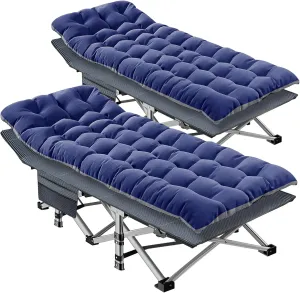 NAIZEA Folding Camping Cots for Adults, Portable Cot with Mattress Heavy Duty Outdoor Bed with Carry Bag 1200d Oxford Cloth Sleeping Cots for Camping Office Nap Home Guest Beach Travel