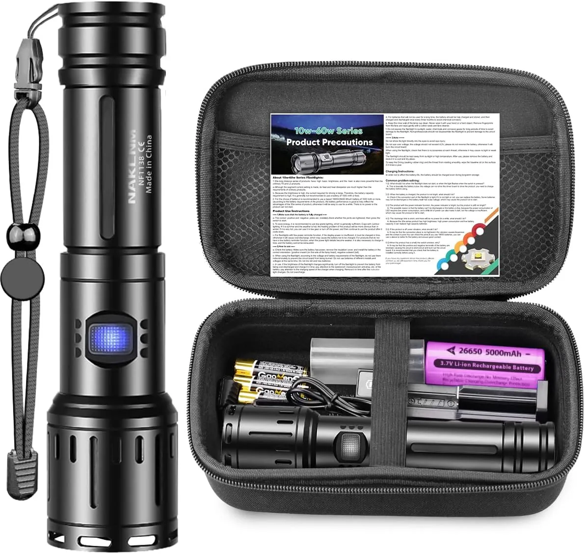 NAKCNM FRechargeable Flashlights High Lumens High Powered LED Flashlight USB C Super Bright Powerful Handheld Flashlights for Emergency Camping