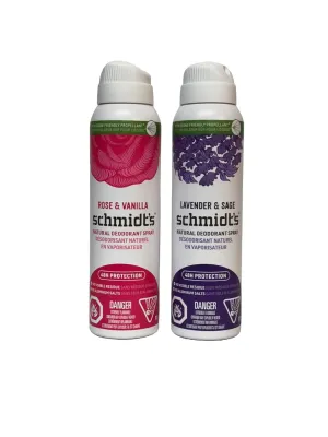 Natural Deodorant Spray for Women and Men, Lavender & Sage and Rose & Vanilla with 48H Odor Protection, No Aluminum Salts, No White Marks, Cruelty Free, Vegan Deodorant 3.2 oz pack of 2