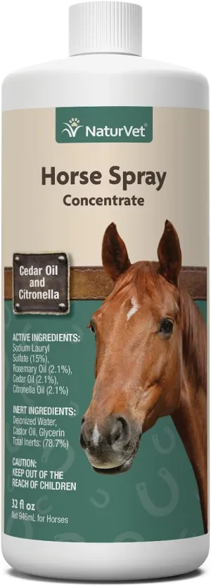 NaturVet Natural Horse Spray Repellant – For Horses Coat, Legs, Shoulders & Neck – Includes Citronella, Rosemary, Cedar Oils – Herbal Fragrance for Horses – 32 Oz.