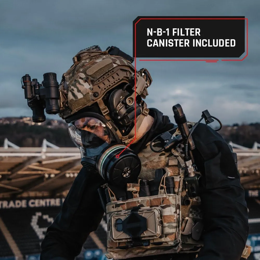 NB-100 Full Face Tactical Gas Mask Respirator - Gas Masks Survival Nuclear and Chemical Military Grade with A2B2E2K1P3 R 40mm Canister Filter, Compatible with Hazmat Suit, EN136:1998 CL2 Certified