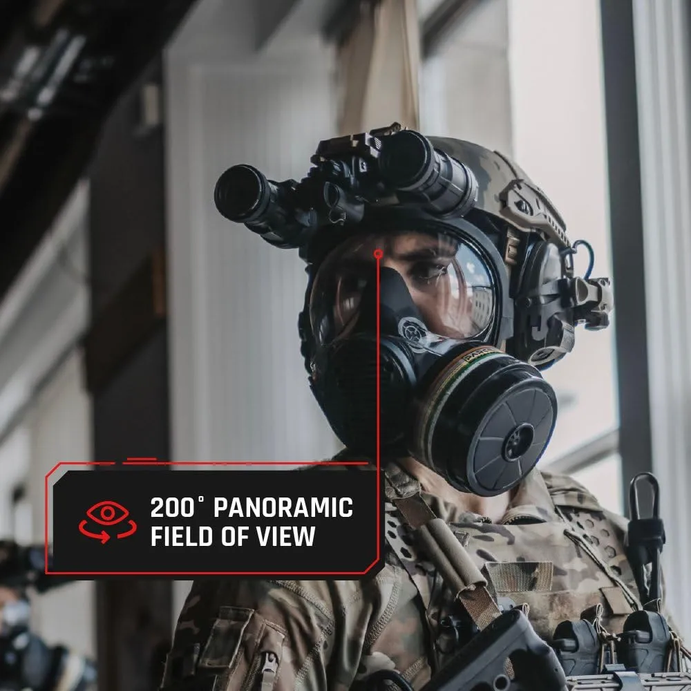 NB-100 Full Face Tactical Gas Mask Respirator - Gas Masks Survival Nuclear and Chemical Military Grade with A2B2E2K1P3 R 40mm Canister Filter, Compatible with Hazmat Suit, EN136:1998 CL2 Certified